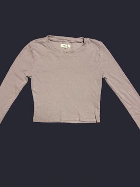Long Sleeve Cropped Tee in Mauve